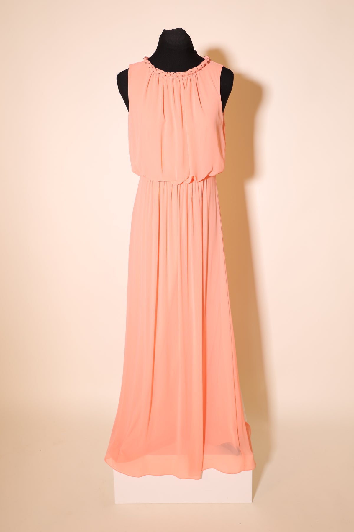 Second Hand elegantes Chiffonkleid, korall