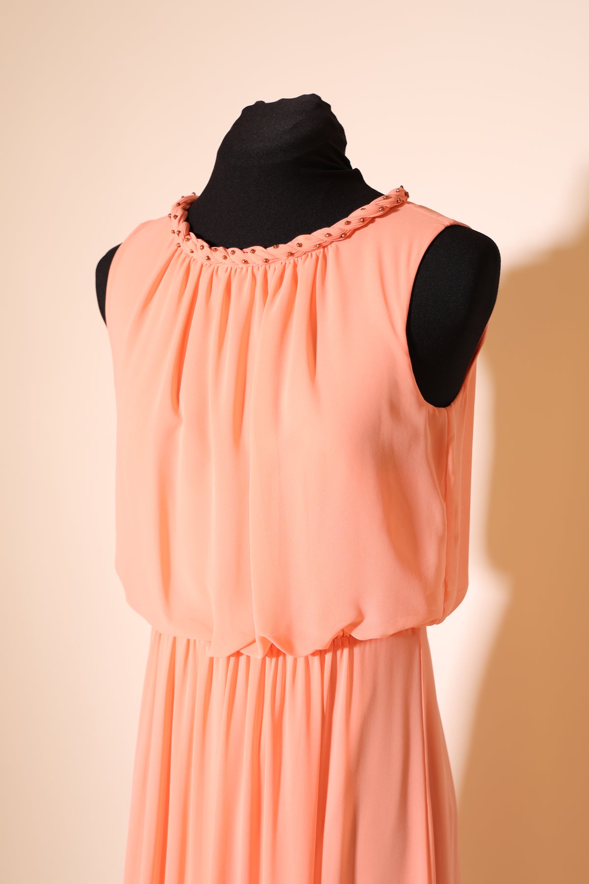 Second Hand elegantes Chiffonkleid, korall