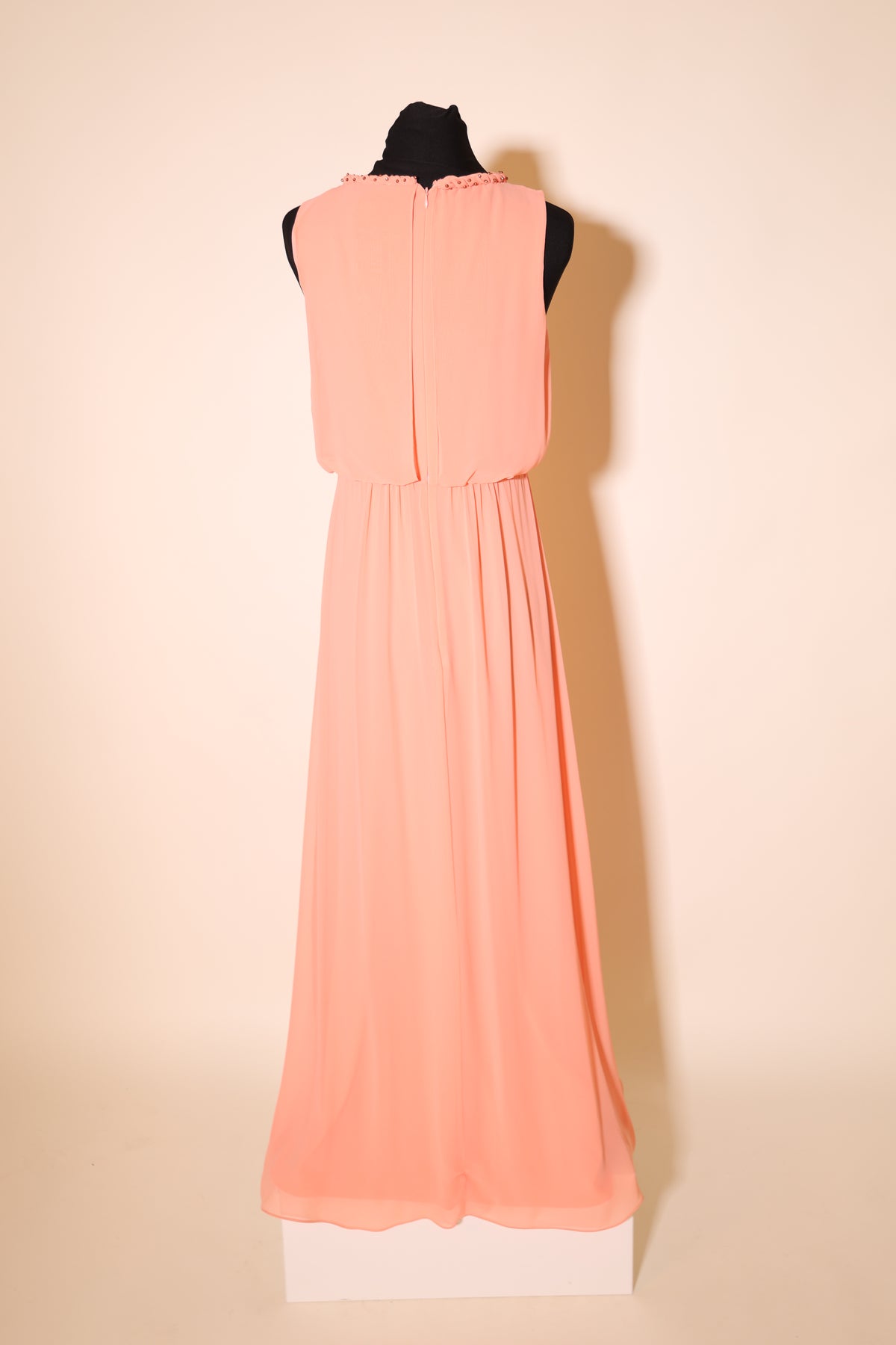 Second Hand elegantes Chiffonkleid, korall
