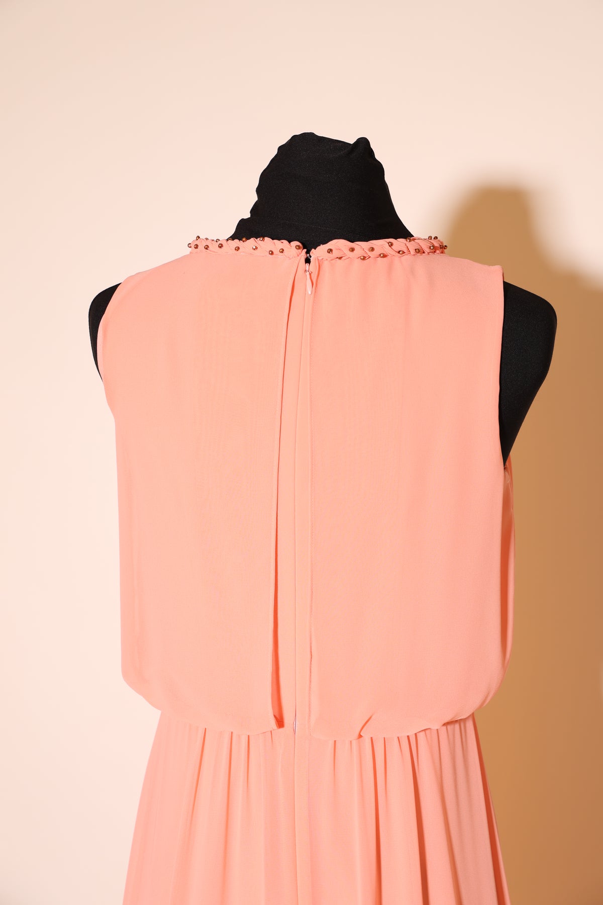 Second Hand elegantes Chiffonkleid, korall