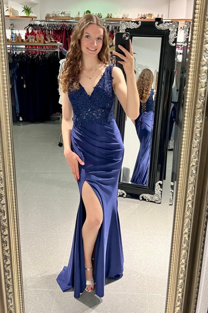 enganliegendes Abendkleid, dunkelblau - Dein Kleiderladen