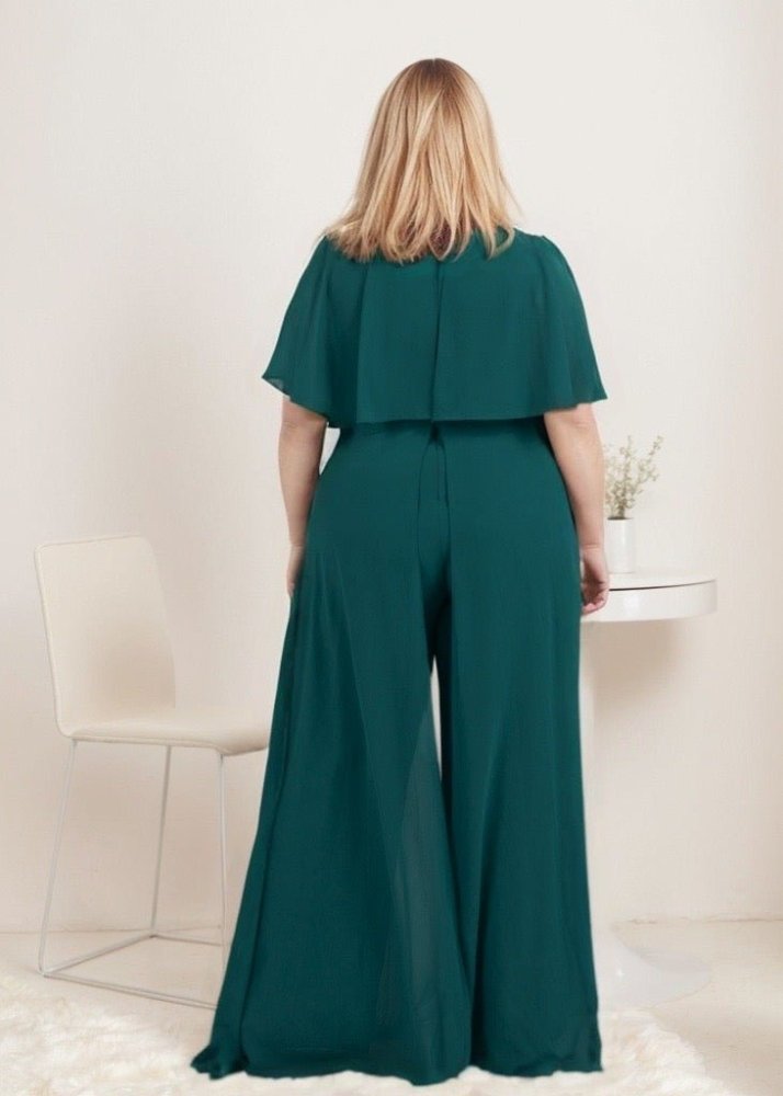 Jumpsuit mit Raffungen und Ärmeln, dunkelgrün - Dein Kleiderladen