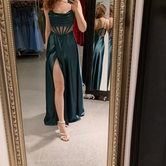 Ballkleid - Abendkleid mit Schnürung, dunkelgrün - Dein Kleiderladen