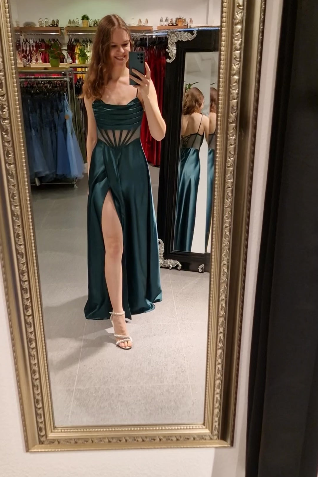 Ballkleid - Abendkleid mit Schnürung, dunkelgrün - Dein Kleiderladen