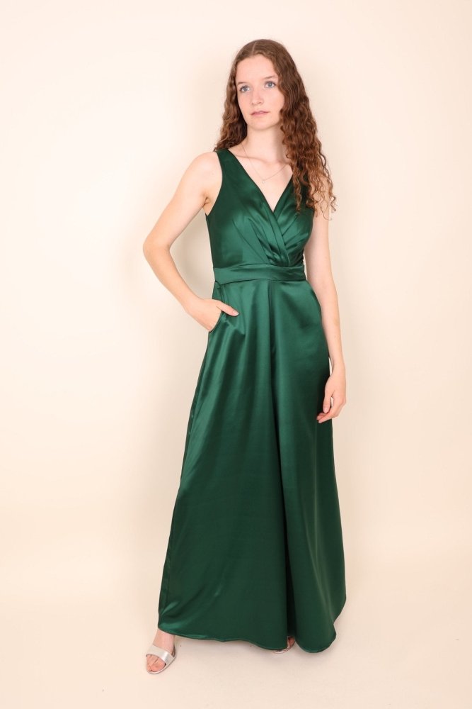 Satin-Jumpsuit, dunkelgrün - Dein Kleiderladen