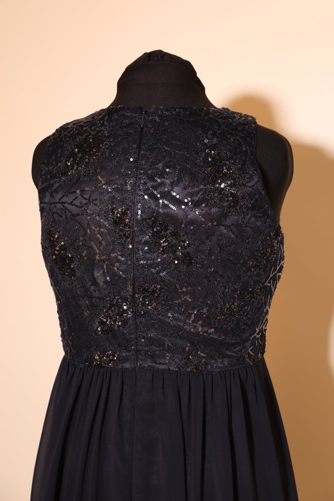 Second Hand Abendkleid mit Pailletten, dunkelblau - Dein Kleiderladen