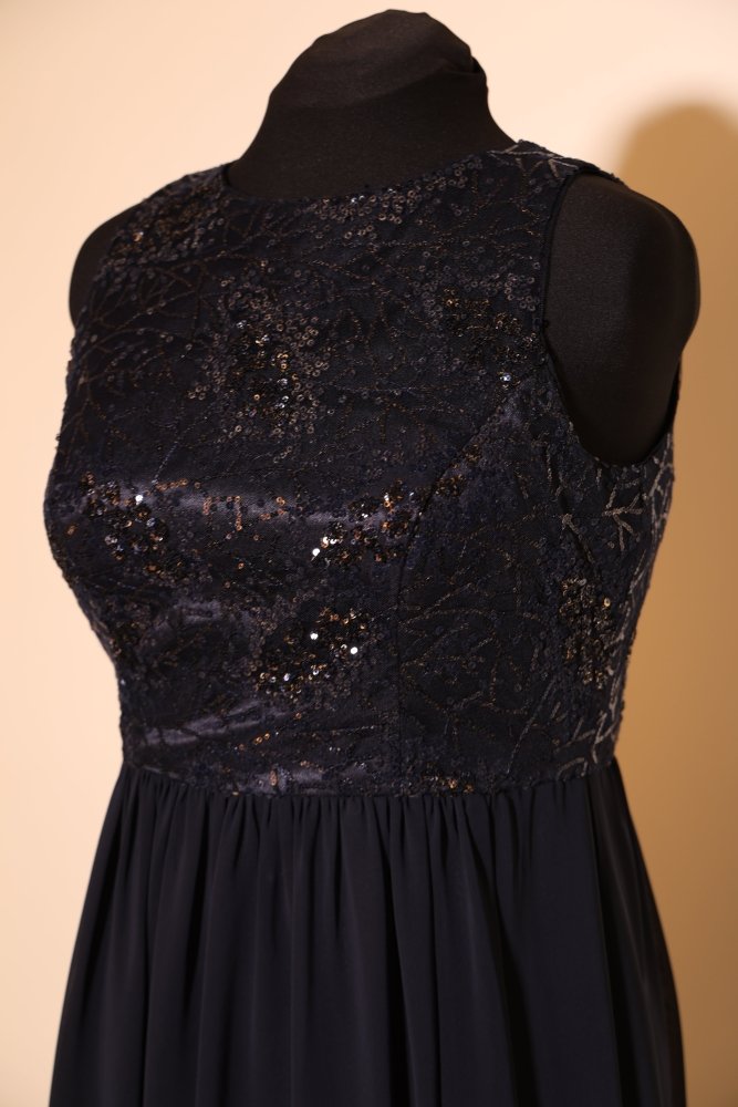 Second Hand Abendkleid mit Pailletten, dunkelblau - Dein Kleiderladen
