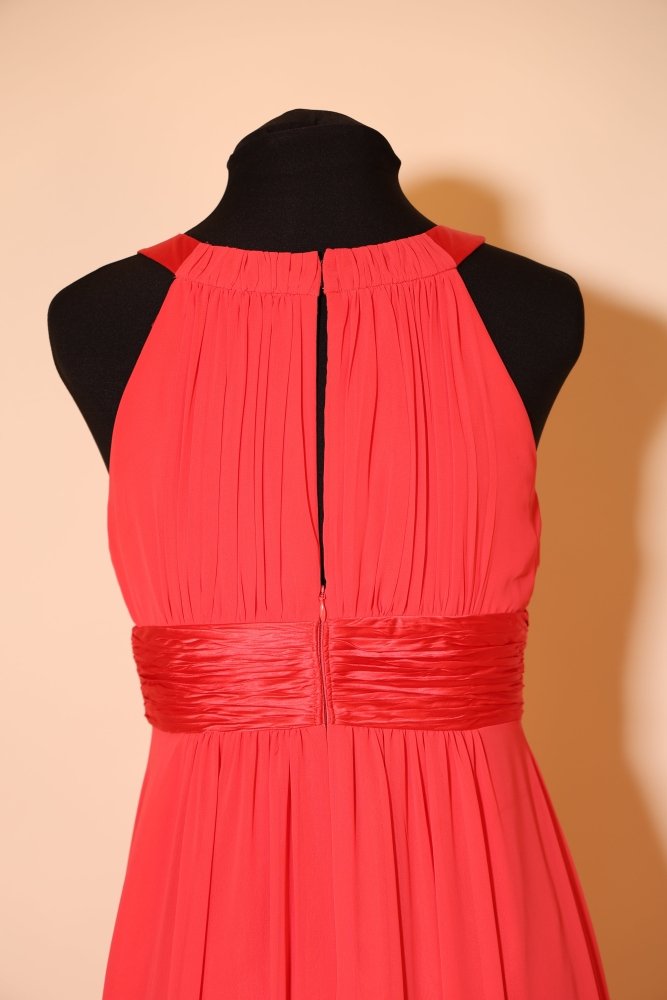 Second Hand Chiffonkleid mit Rundhalsausschnitt, koralle - Dein Kleiderladen