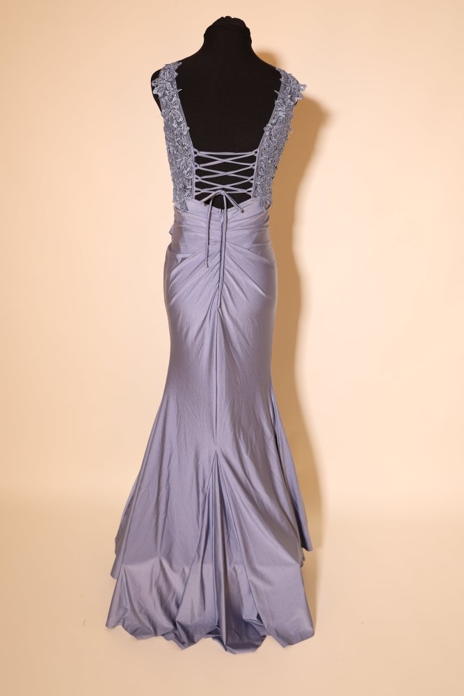 Second Hand enganliegendes Abendkleid, graublau - Dein Kleiderladen