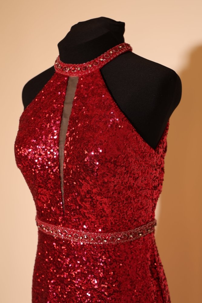 Second Hand enganliegendes Paillettenkleid mit Farbverlauf, rot - Dein Kleiderladen