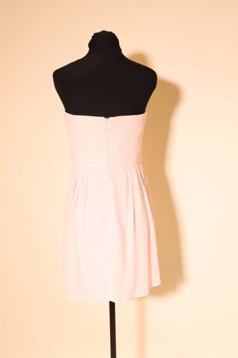 Second Hand kurzes trägerloses Chiffonkleid, rosa - Dein Kleiderladen