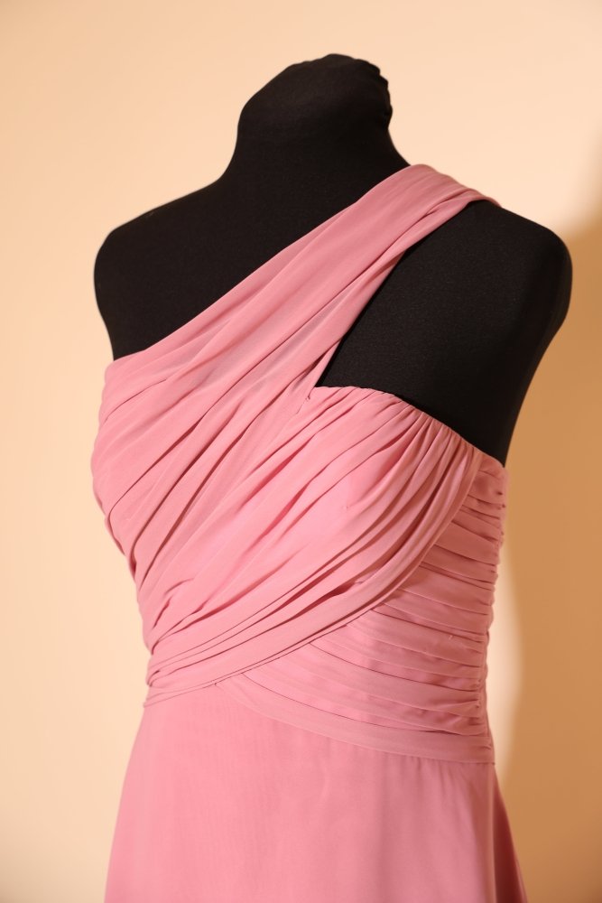 Second Hand schlichtes One - Shoulder Vokuhilakleid, rosa - Dein Kleiderladen