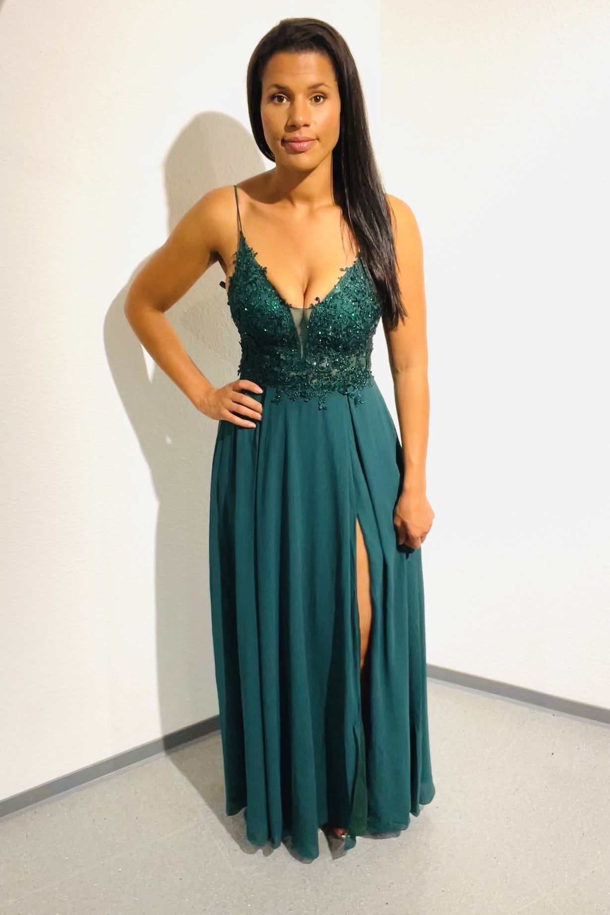 elegantes Ballkleid, dunkelgrün - Dein Kleiderladen