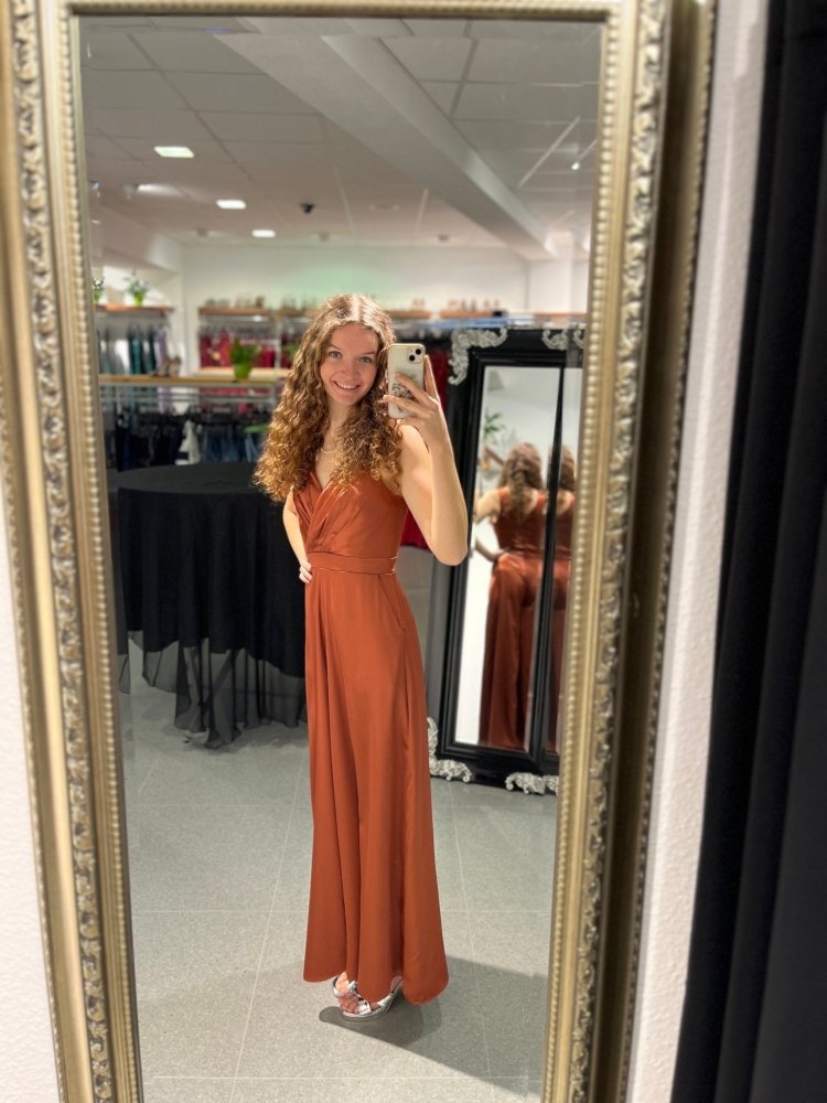 Satin-Jumpsuit, terracotta - Dein Kleiderladen